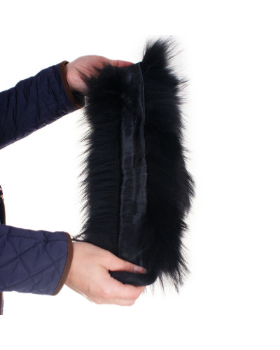 Schwarz Fell für Kapuze aus Finnraccoon (70cm)