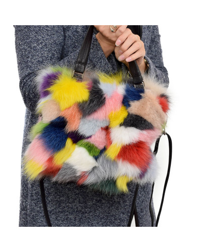 Mehrfarbig Damen Handtasche aus Fuchs