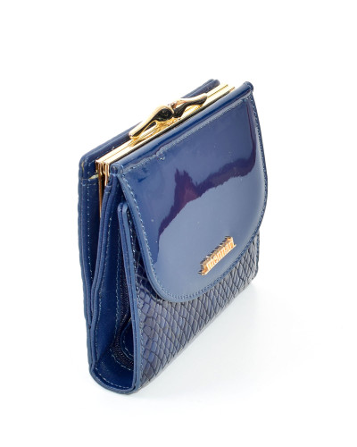 Damengeldbörse aus marineblau lackiertem Leder