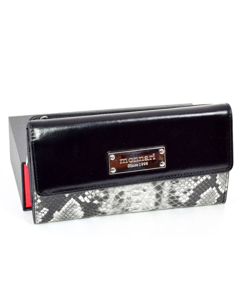 Damengeldbörse aus schwarz lackiertem Leder