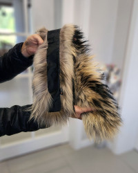 Pelzstreifen für Kapuze aus echtem schwarz Fuchsfell