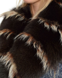 Weiß-schwarz Tasche mit Reißverschluss aus Fuchs Fell