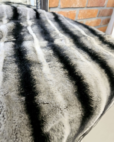 Felldecke Fellteppich aus Rex-Chinchilla Kaninchenfell 120x60cm, Chinchilla