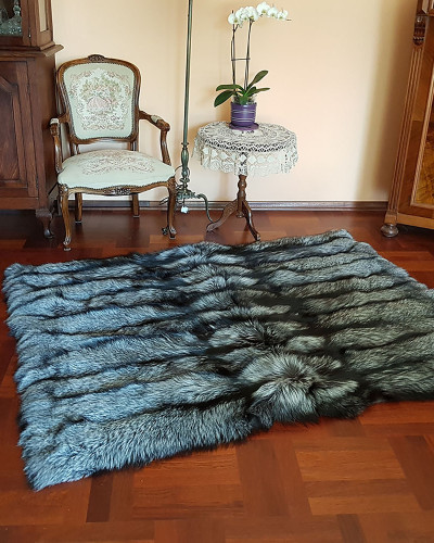 Pelz Decke Teppich aus echtem Silberfuchs 150x190