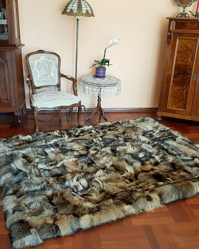 Pelz Decke Teppich aus Finnraccoon Waschbär 160x215