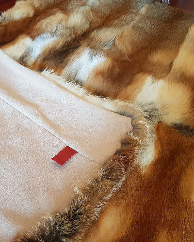 Pelz Decke Teppich aus echtem Rotfuchsfell 130x160