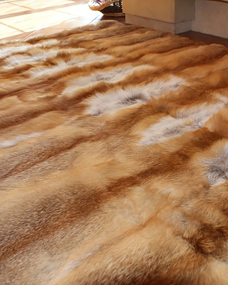 Pelz Decke Teppich aus echtem Rotfuchsfell 130x200