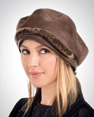 Damen-Baskenmütze aus hochwertigem Lammleder