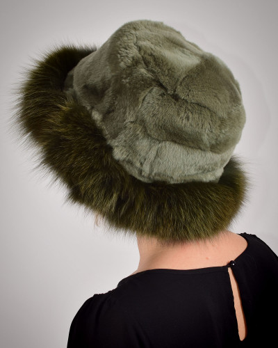 Damen-Hut aus hochwertigem Fuchsfell und Kaninchenfell